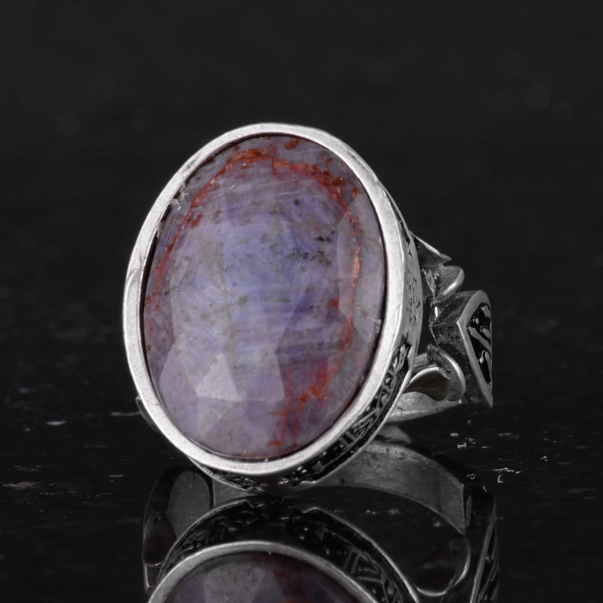 Natural Purple Sapphire Stone Men's Ring, Handmade 925 Sterling Silver Jewelry - Symbol of Wisdom, Protection, and Spirituality — 5