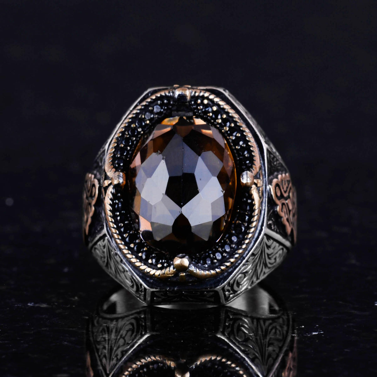 Handcrafted 925 Sterling Silver Ring with Smoky Quartz Stone — 3