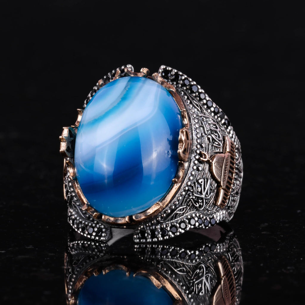 Blue Agate Stone Ring — 3
