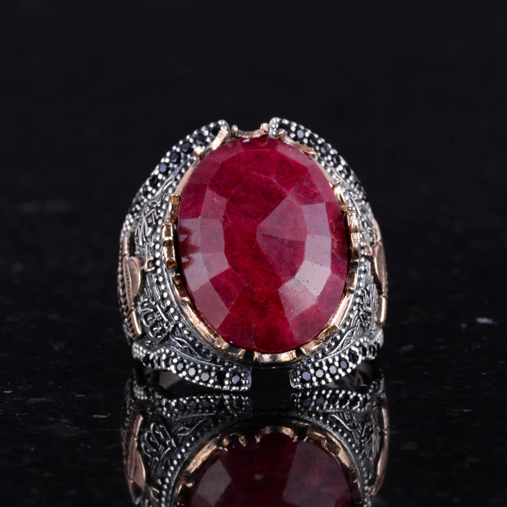 Natural Ruby Stone Silver Ring (Model-2) — 4