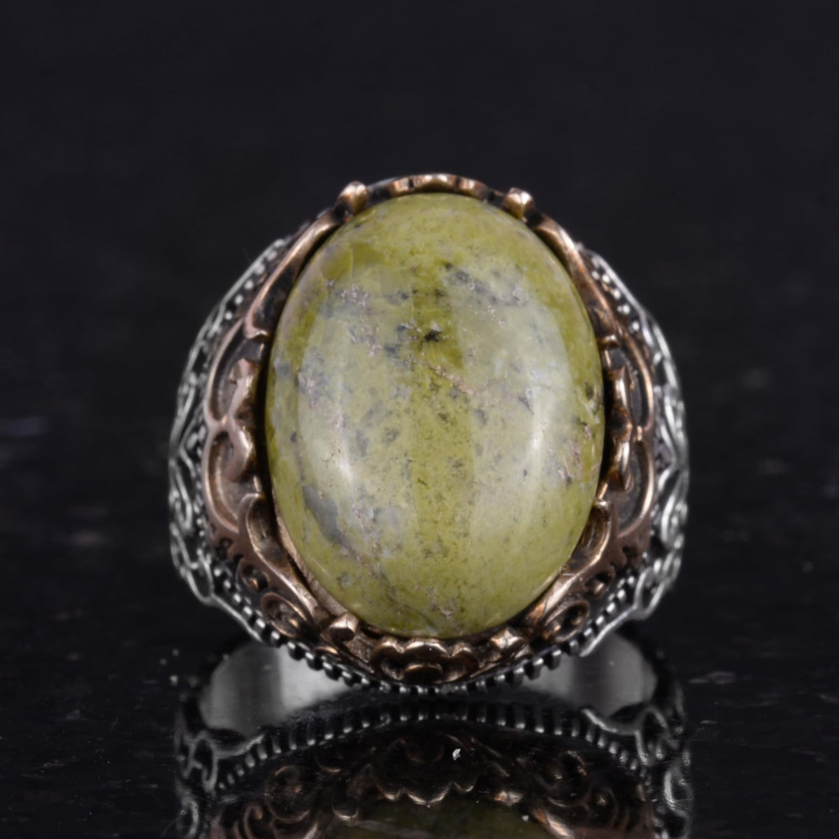 Natural Stone Handmade Ring - 925 Sterling Silver Ring - Unique Unakite Ring — 4