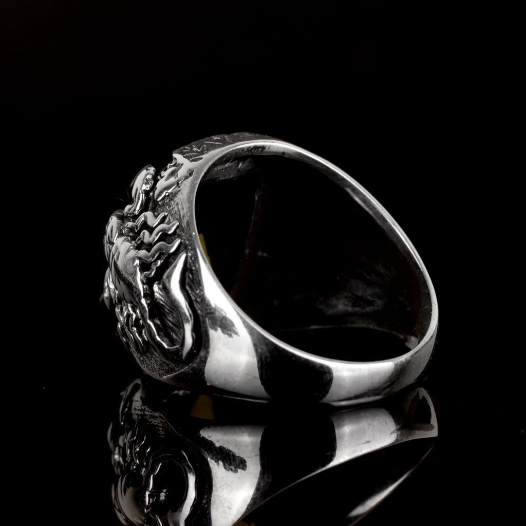 Scorpion Ring, Animal Figure Ring, Green Zircon Stone Ring, 925 Sterling Silver Men's Ring — 7