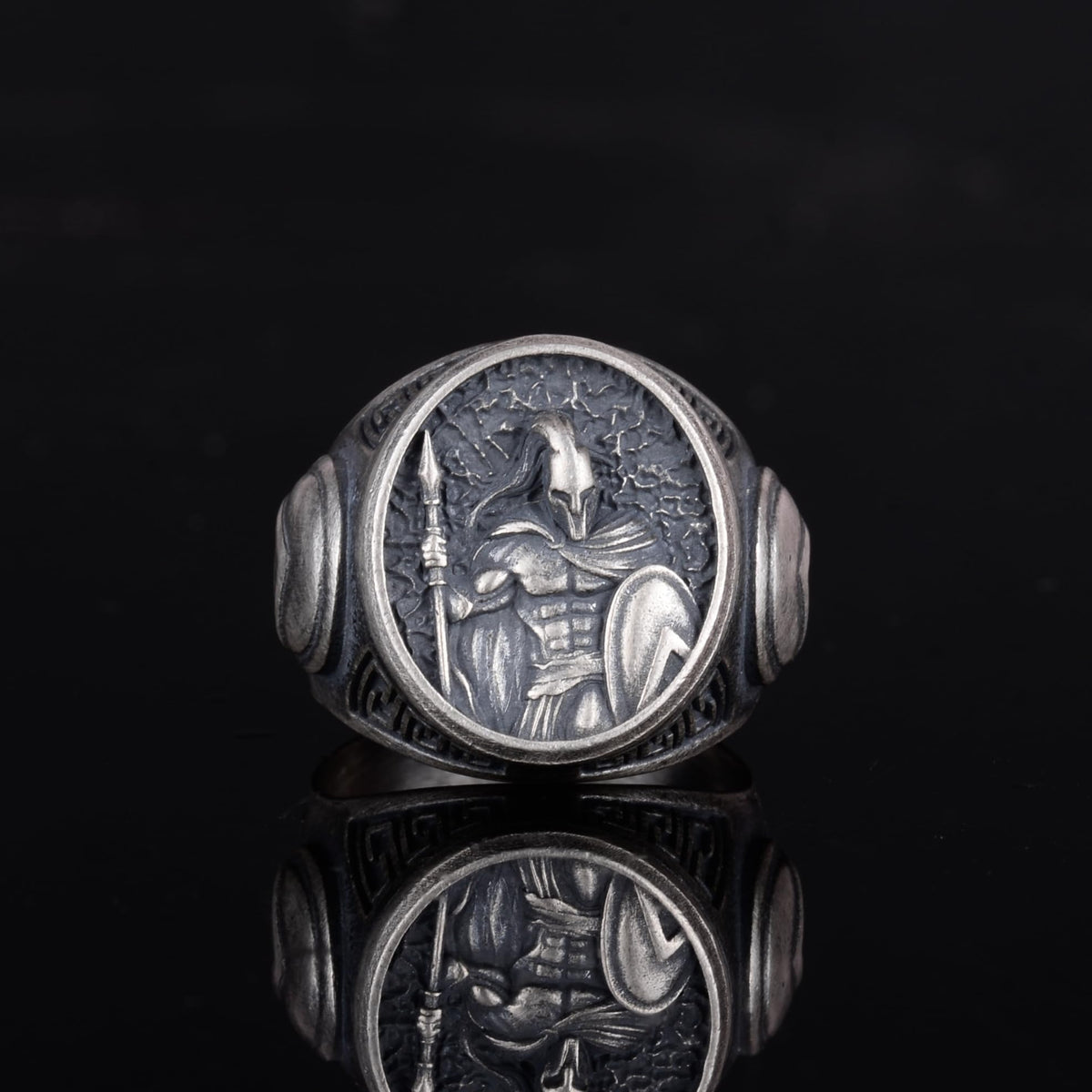 KAMBO 925 Sterling Silver Men's Spartan Warrior Ring – Handmade Ancient Greek Military Design (Silver) — 4