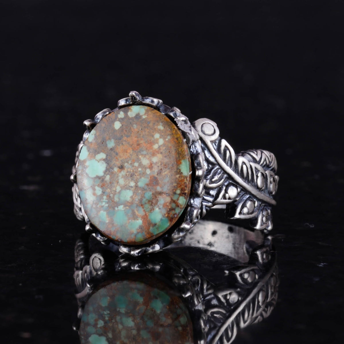 Natural Arizona Turquoise Stone Ring, 925 Sterling Silver Ring, Minimalist Handmade Ring (Model-4) — 6