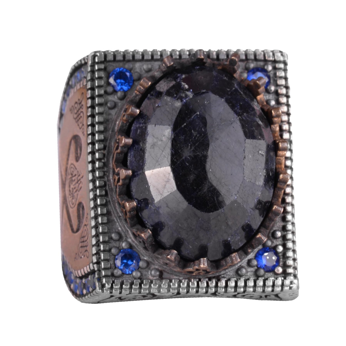 Natural Stone Ring - 925 Sterling Silver Islamic Ring - Handmade Calligraphy Ring (Model-2)