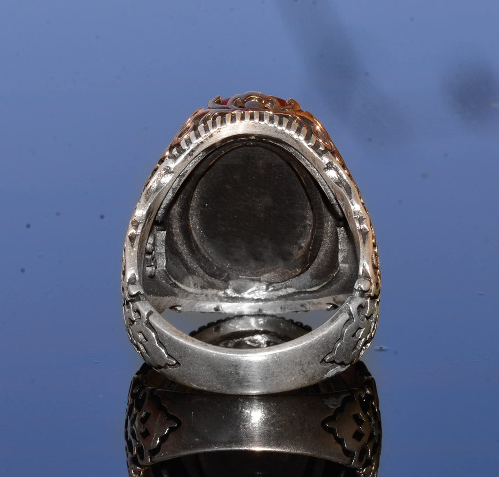 Silver Men's Ring, Natural Black Onyx Stone, King Solomon Seal Ring, Handmade Jewelry (Onyx) — 8