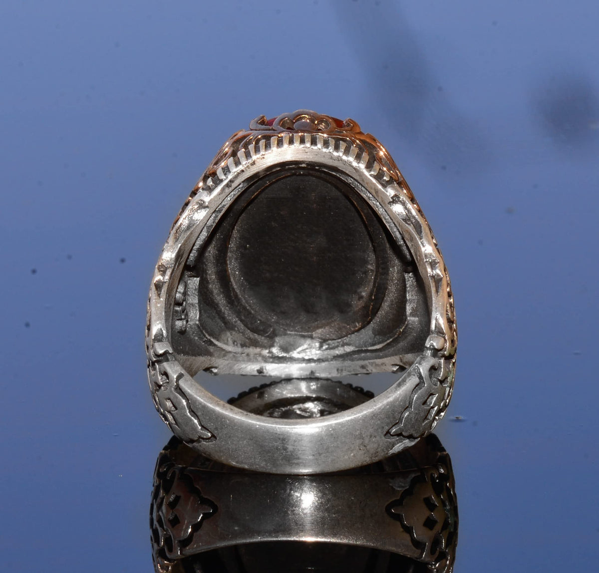 Silver Men's Ring, Natural Black Onyx Stone, King Solomon Seal Ring, Handmade Jewelry (Onyx) — 8