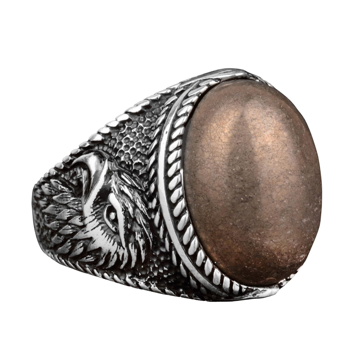 Natural Pyrite Stone Ring, 925 Sterling Silver Men's Ring