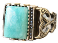 Amazonite Rectangular Stone Men's Ring, 925 Sterling Silver
