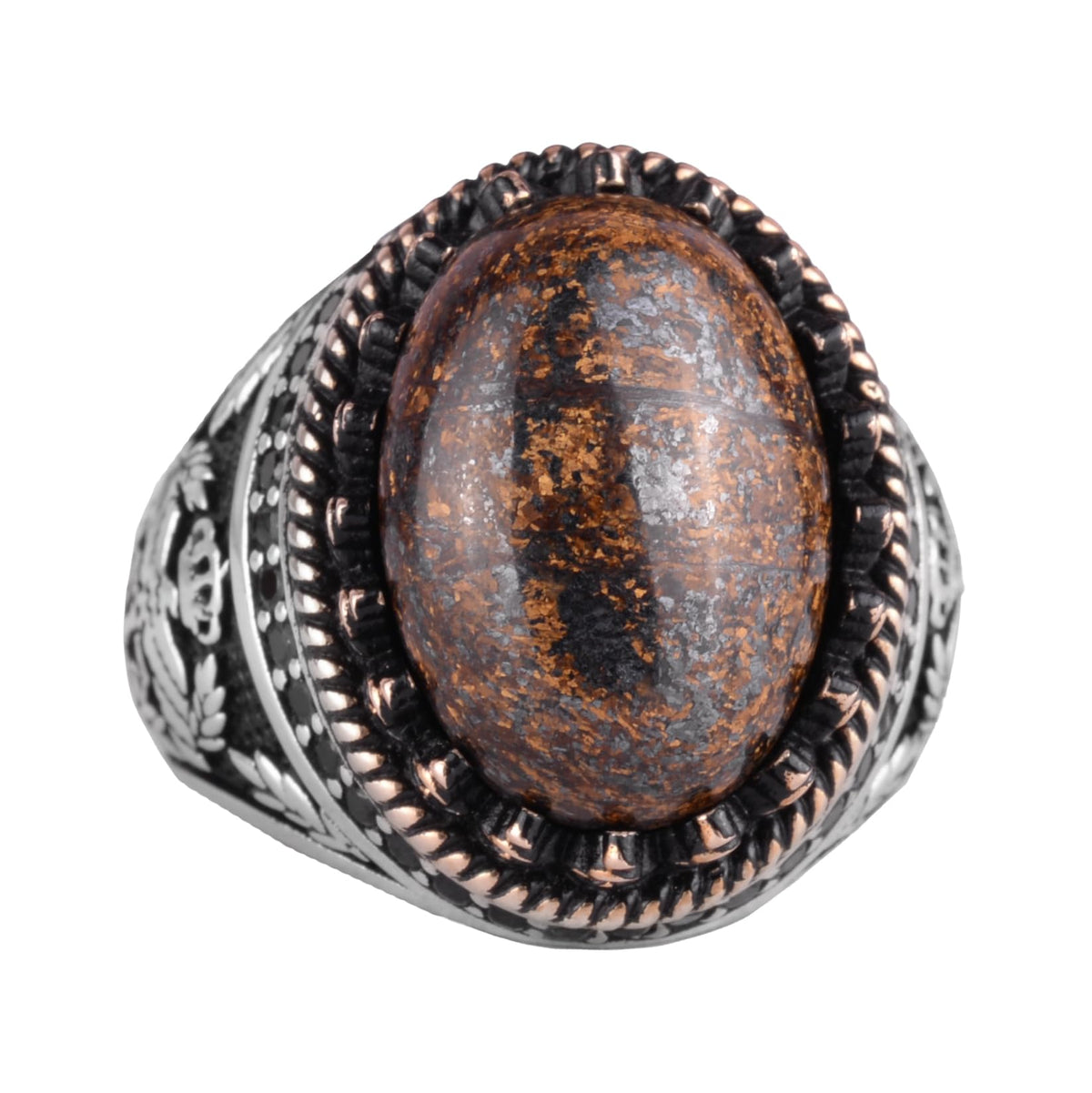 Natural Bronzie Stone Handmade Eagle Ring - 925 Sterling Silver