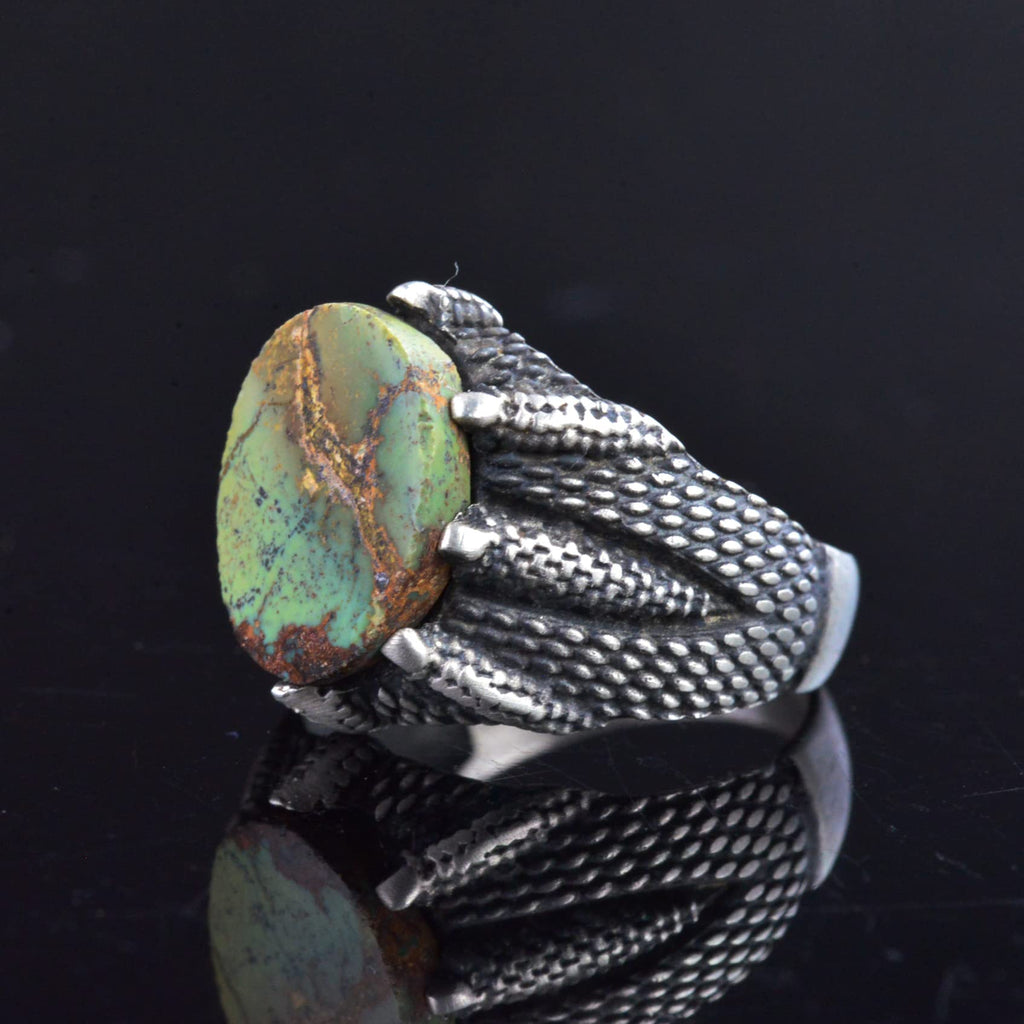 Natural Arizona Turquoise Stone Claw Ring - 925 Sterling Silver — 3