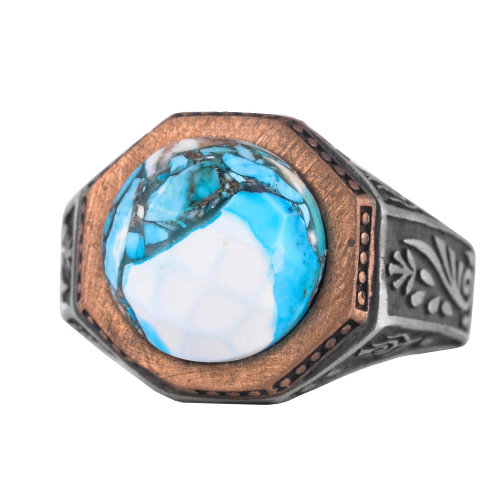 KAMBO Handmade 925 Sterling Silver Men's Ring with Natural Star Ruby Gemstone, Minimalist Octagonal Design, Vintage Stat