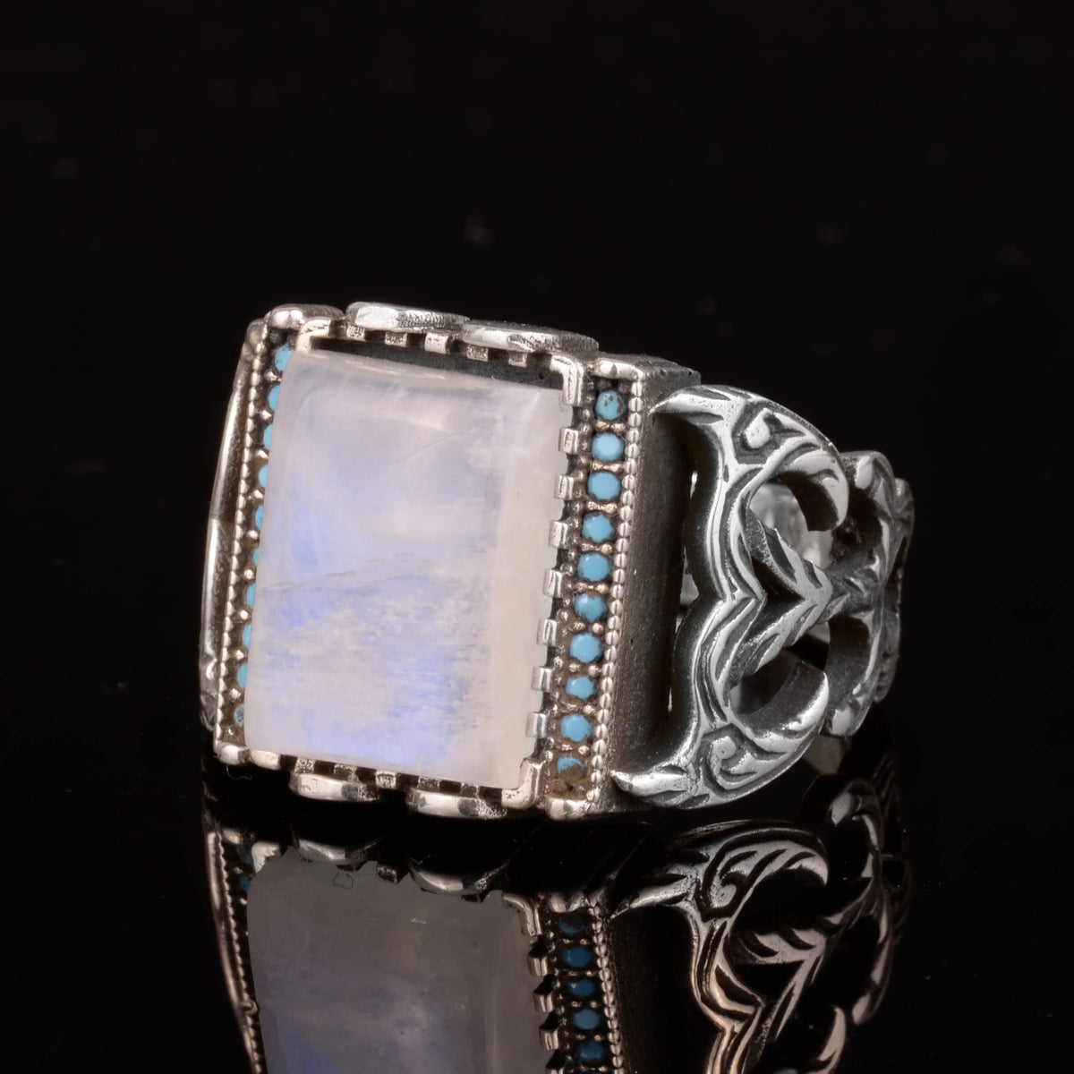 Natural Moonstone Ring - 925 Sterling Silver — 3