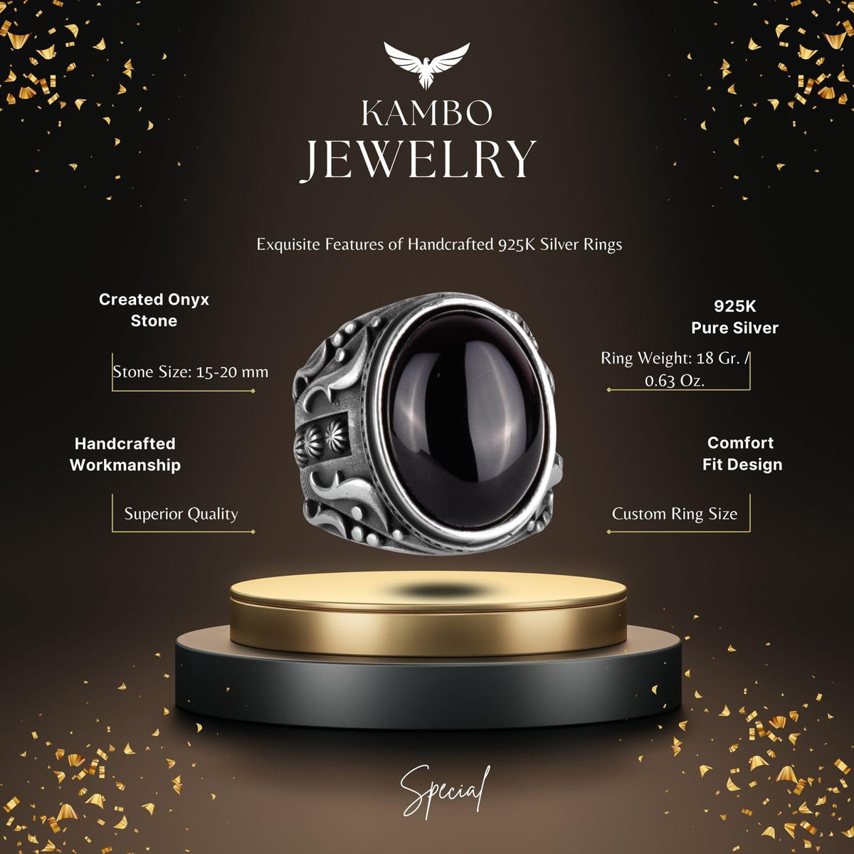 Synthetic Stone Ring, 925 Sterling Silver Ring, Design Silver Men's Ring (Model-2) — 2