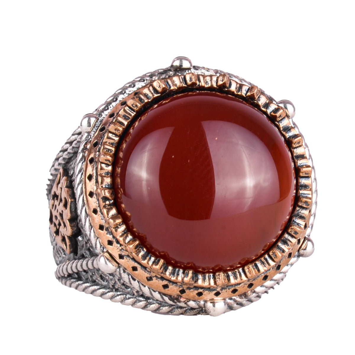 Natural Stone Handmade Ring - 925 Sterling Silver Ring (Red Agate)