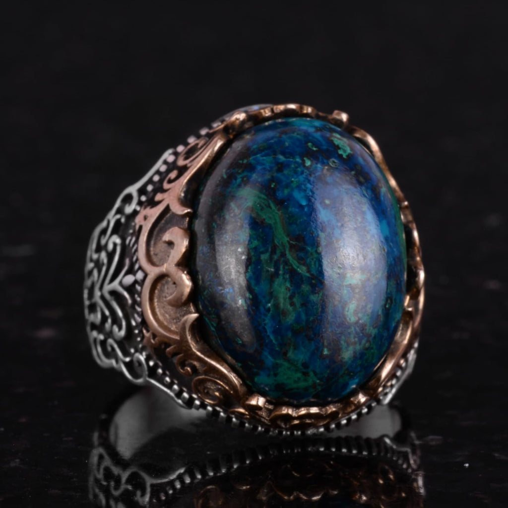 Natural Stone Handmade Ring - 925 Sterling Silver Ring (Azurite) — 5