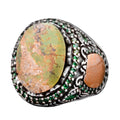 Natural Arizona Turquoise Stone Ring, Minimalist, 925 Sterling Silver Men's Ring