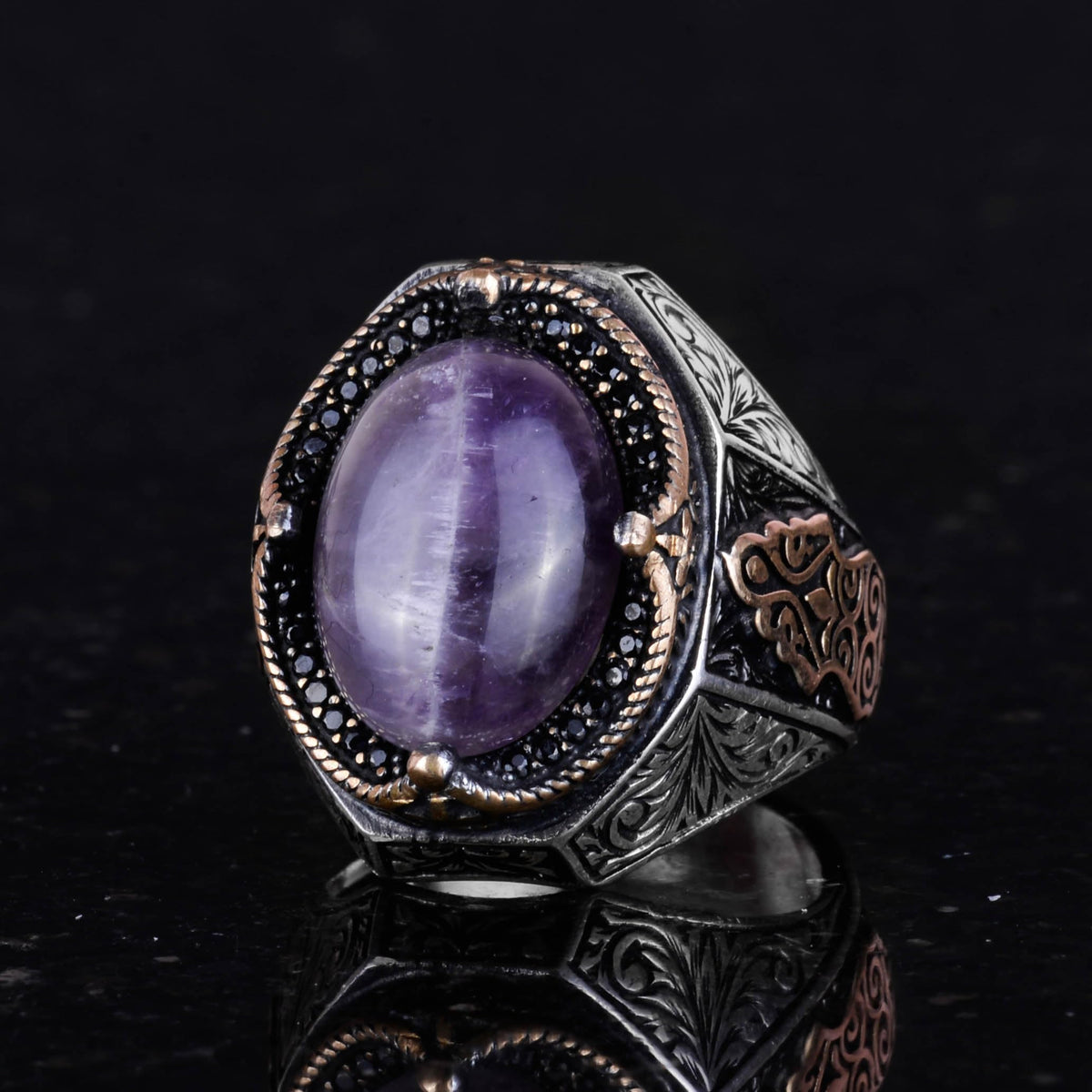 Handcrafted Amethyst Gemstone Ring — 5