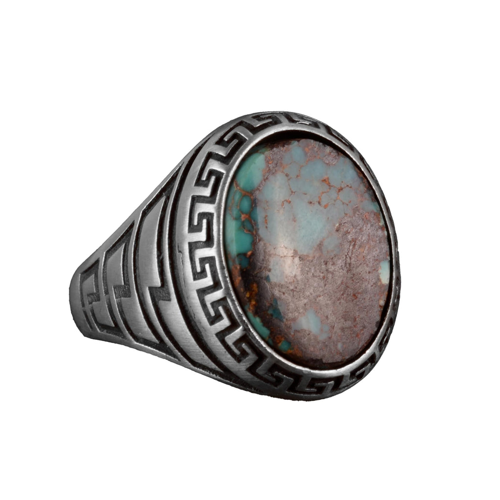 Real Arizona Turquoise Stone Ring, 925 Sterling Silver Men's Ring