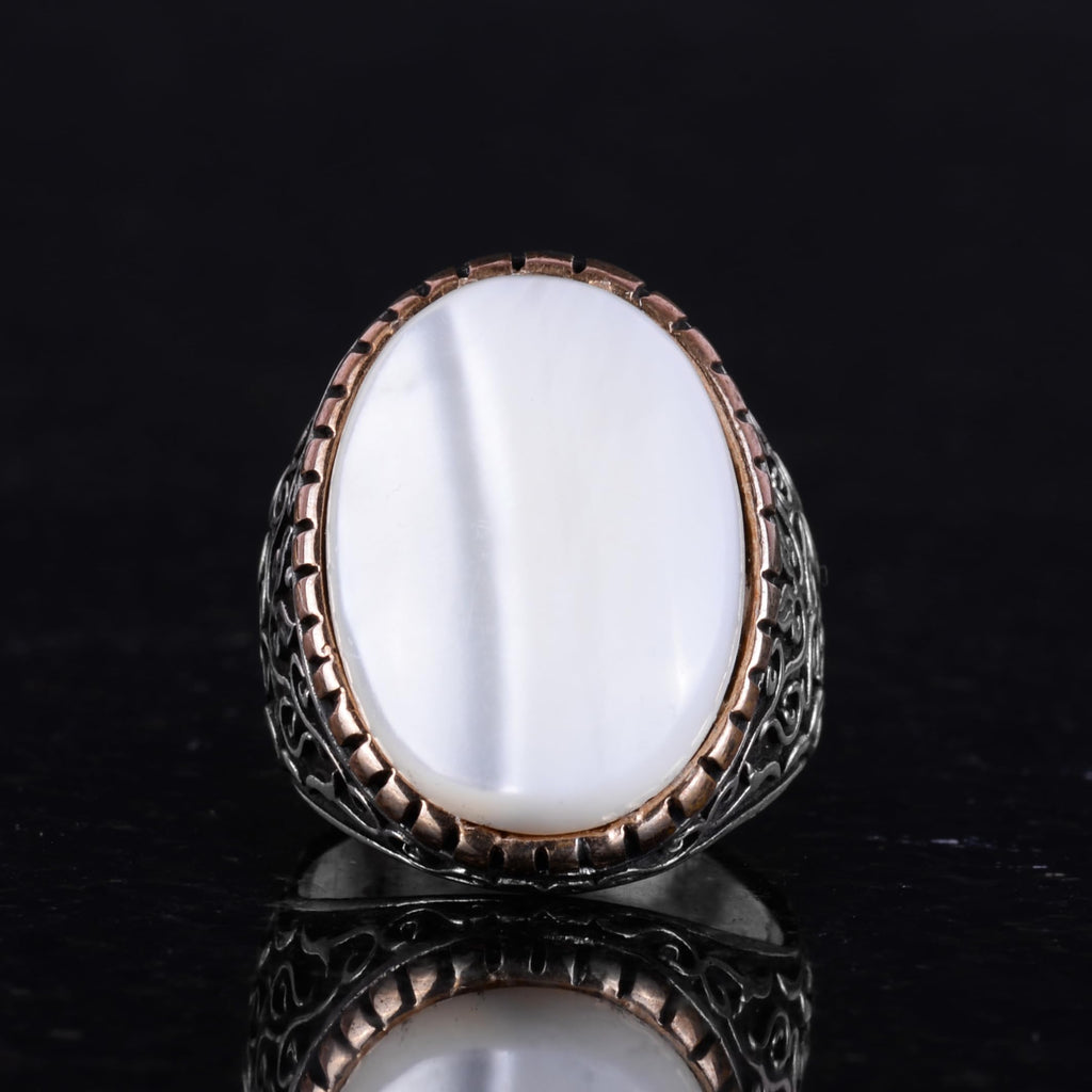 Natural Pearl Stone Ring, Sultan Ring, 925 Sterling Silver — 6
