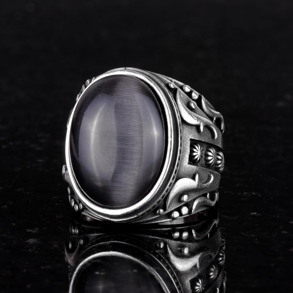 Synthetic Stone Ring, 925 Sterling Silver Ring, Designer Silver Men's Ring — 3