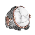 Natural Howlite Stone Men's Ring - 925 Sterling Silver