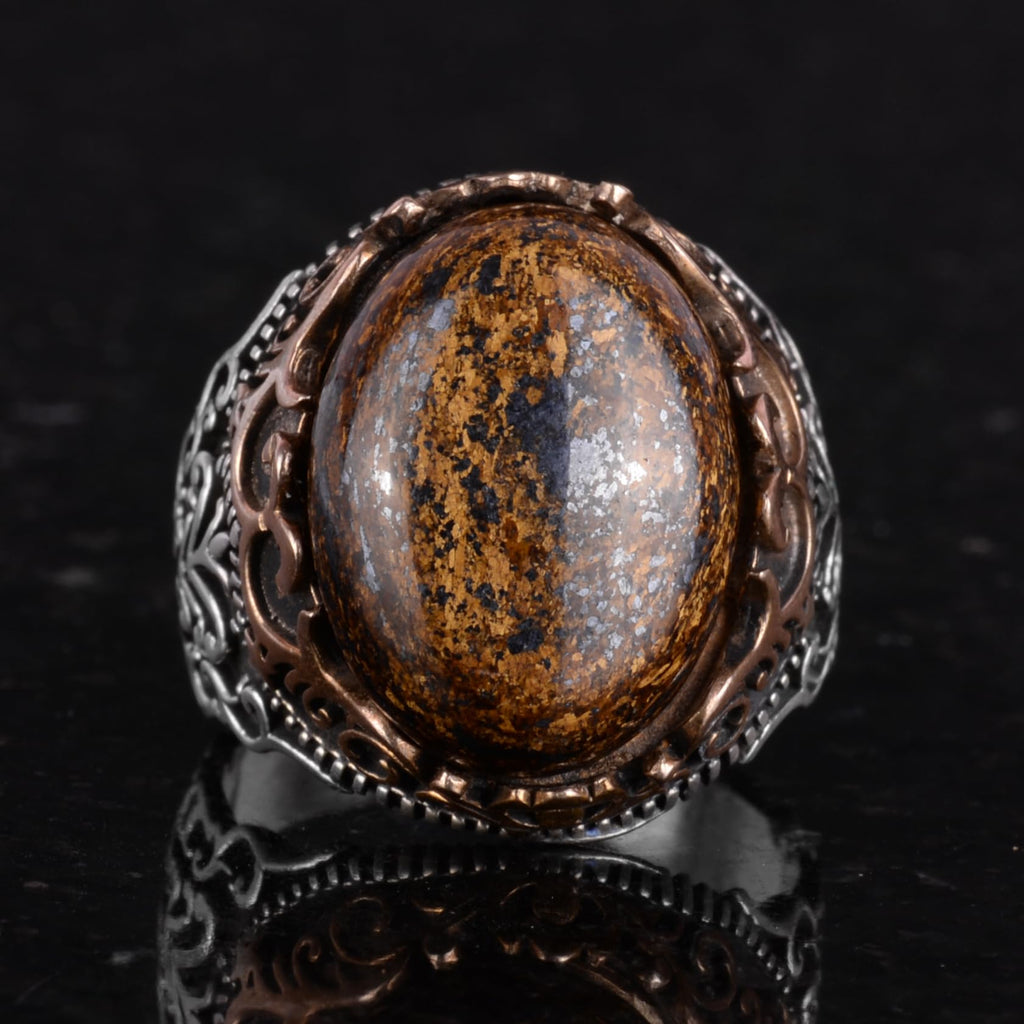 Natural Stone Handmade Ring - 925 Sterling Silver Ring (Bronzite) — 4
