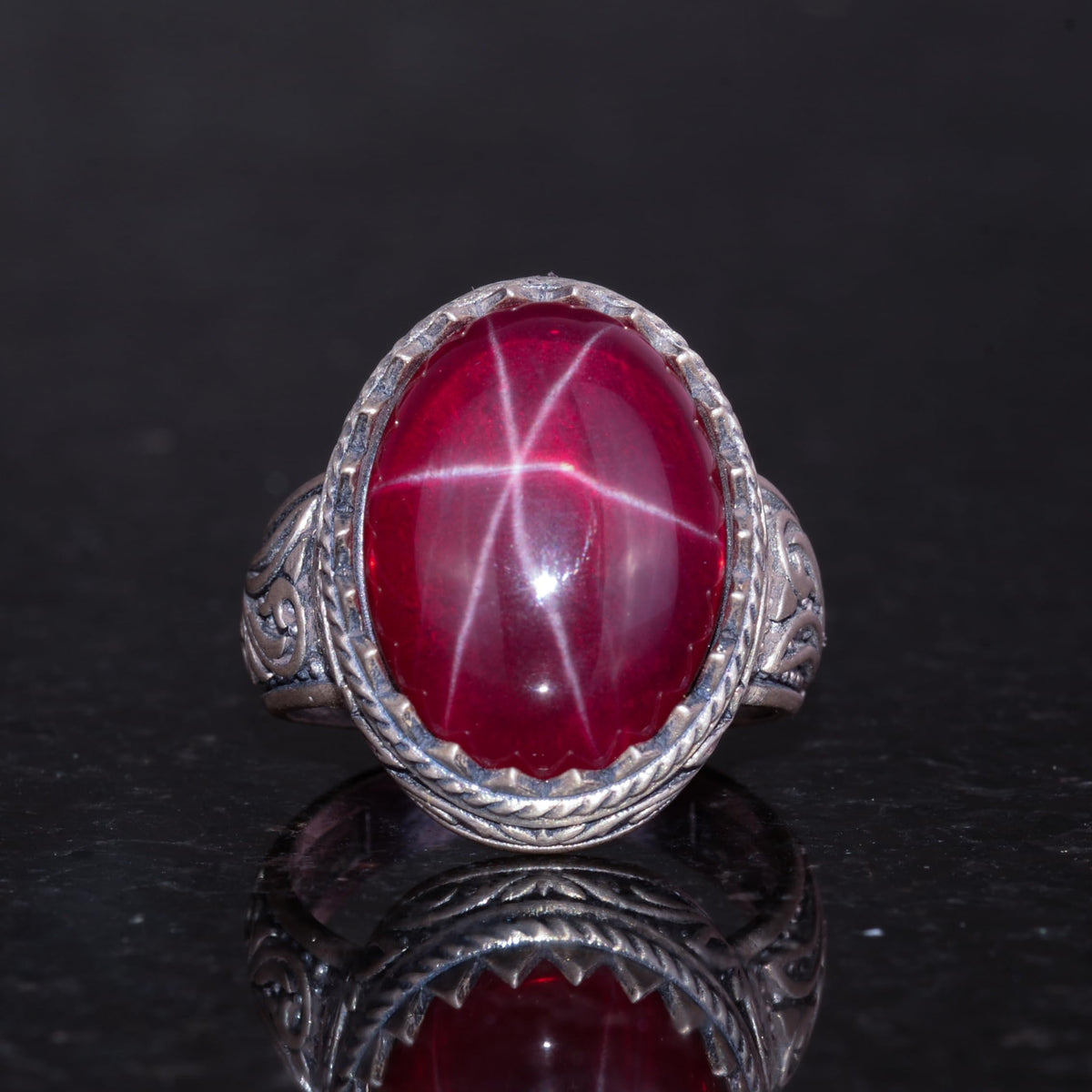 Natural Star Ruby Stone Ring - Handmade 925 Sterling Silver Ring — 2