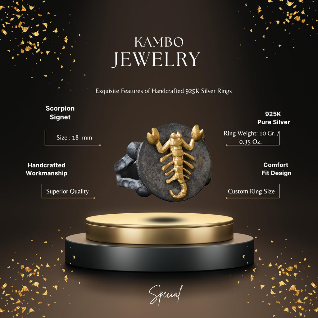 KAMBO [insert gemstone name] Scorpion Men's Statement Ring, Handmade 925 Sterling Silver, Size [insert size]