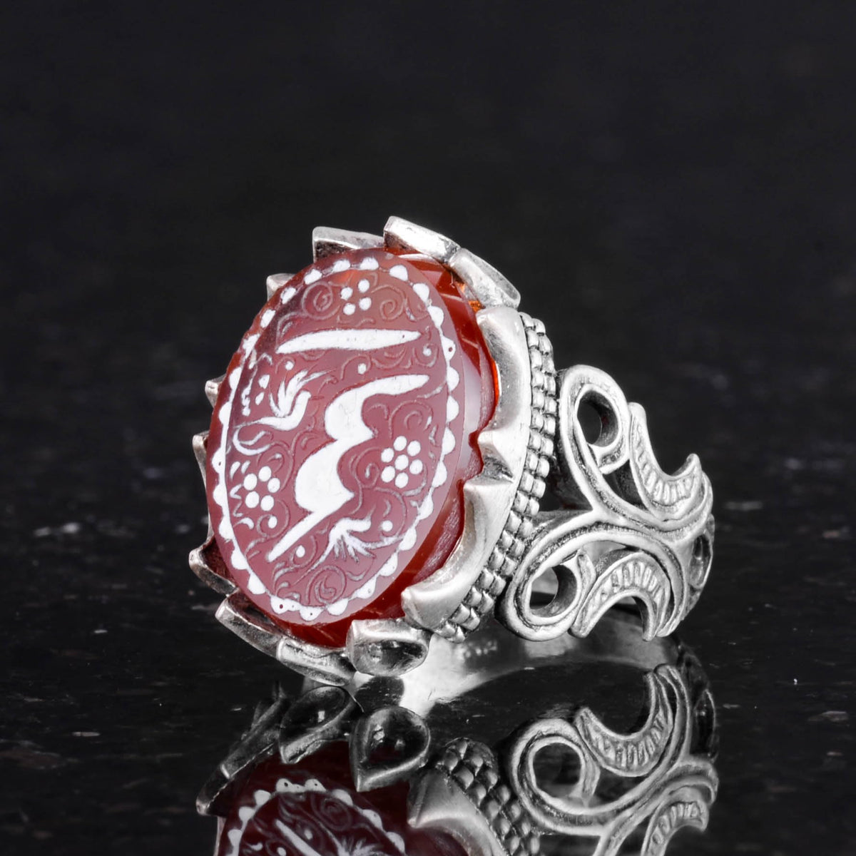 Natural Agate Stone, Silver Ring, Islamic Ring, Muslim Ring — 6