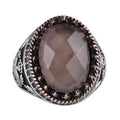 Natural Smoky Topaz Stone Ring - Handcrafted Eagle Ring - 925 Sterling Silver
