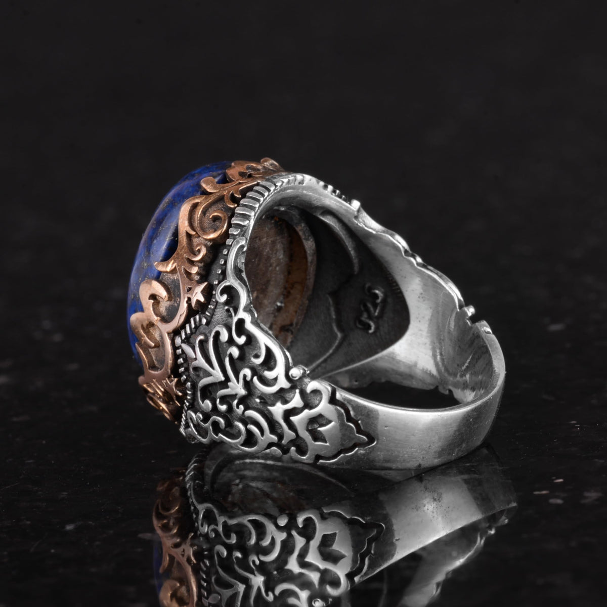 Natural Lapis Lazuli Stone Handmade Ring - 925 Sterling Silver — 7