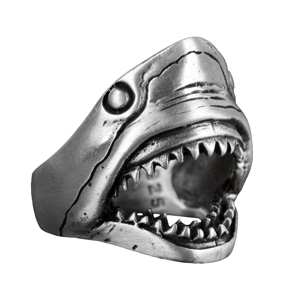Shark Ring, 925 Sterling Silver Men's Ring, Animal Design