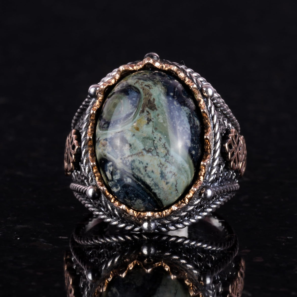 Natural Green Eye Stone Ring — 2