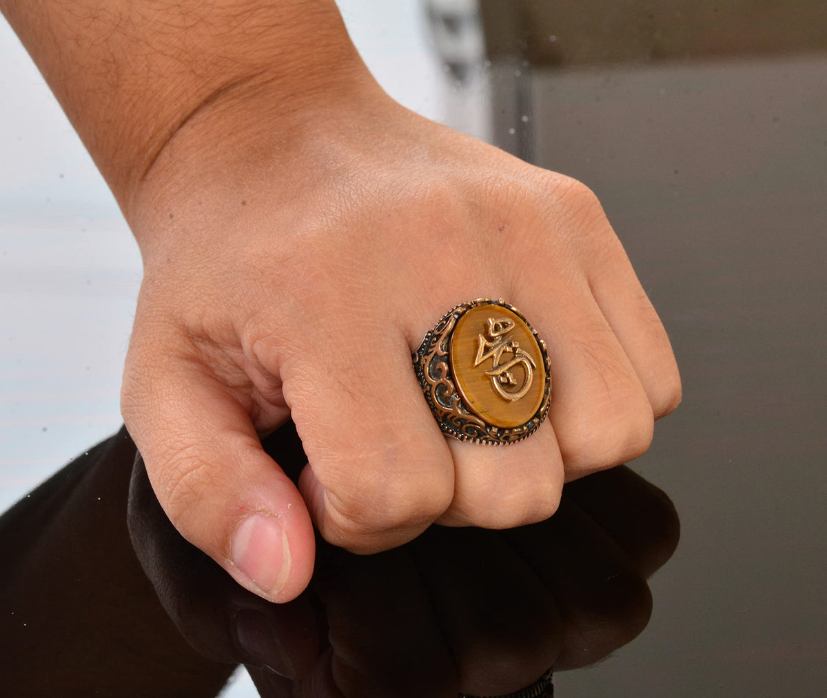 Natural Tiger Eye Stone Ring - 925 Sterling Silver Ring (Model-2) — 7