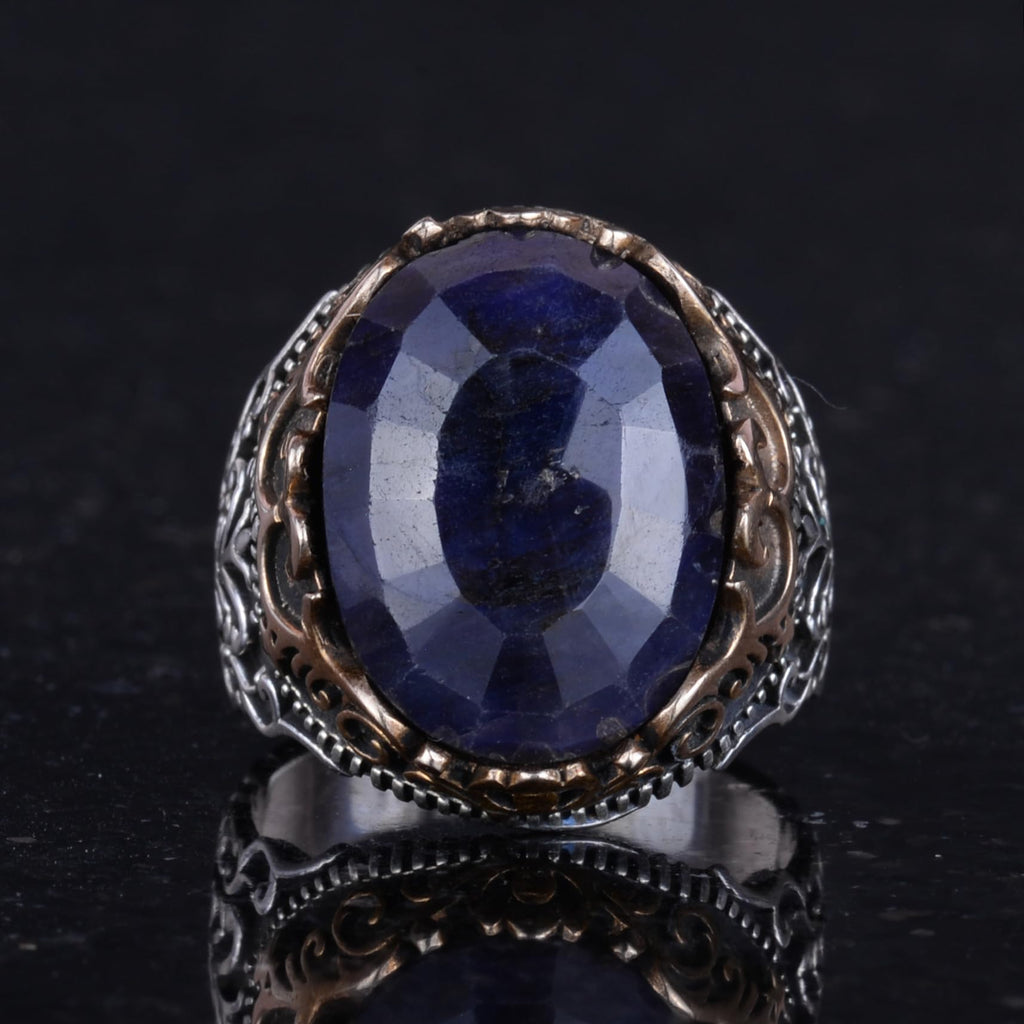 Natural Blue Sapphire Handmade Ring - 925 Sterling Silver — 4