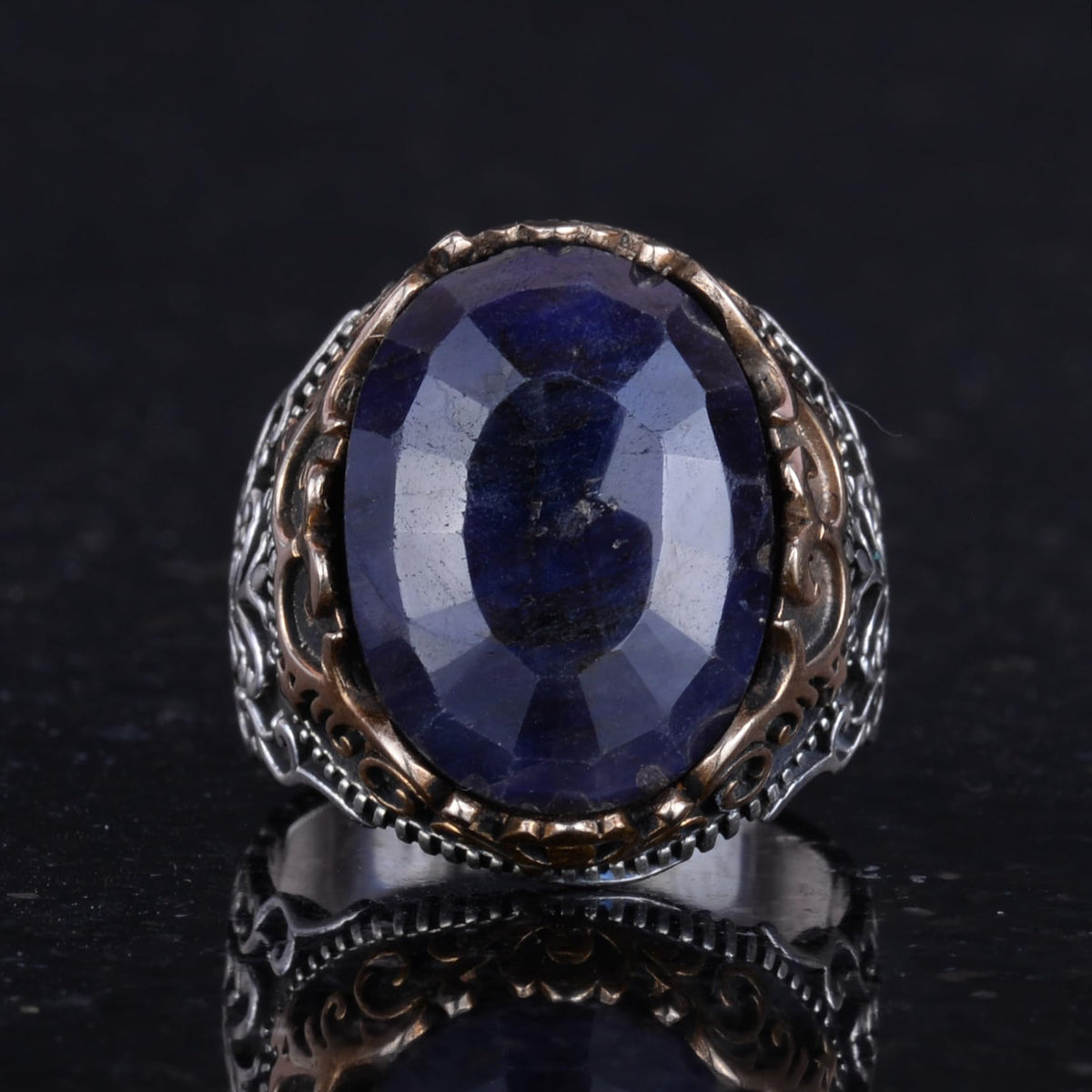 Natural Blue Sapphire Handmade Ring - 925 Sterling Silver — 4