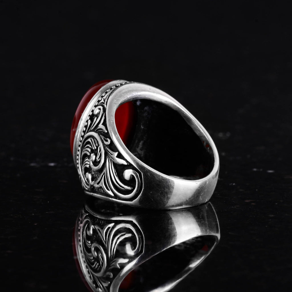 Natural Red Agate Stone Ring — 6