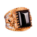 Men's Silver Ring, Natural Onyx Gemstone Ring, King Ring