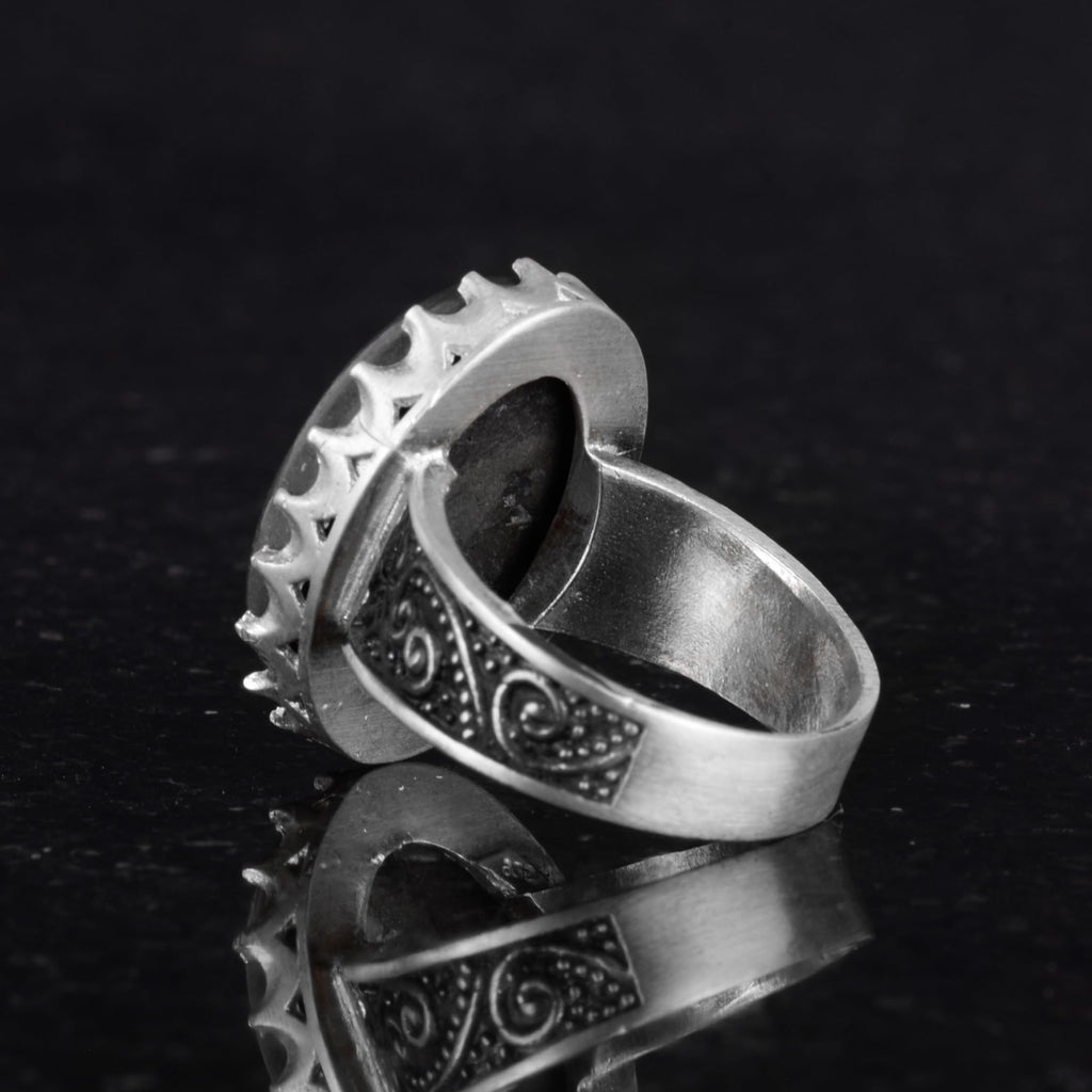 Natural Pyrite Stone Ring - 925 Sterling Silver Handmade Ring — 7