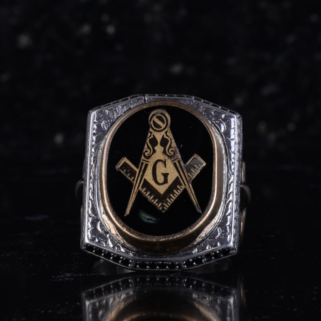 KAMBO Men's Masonic Ring – 925 Sterling Silver Square and Compass Ring – Masonic Symbol Statement Ring for Men — 4