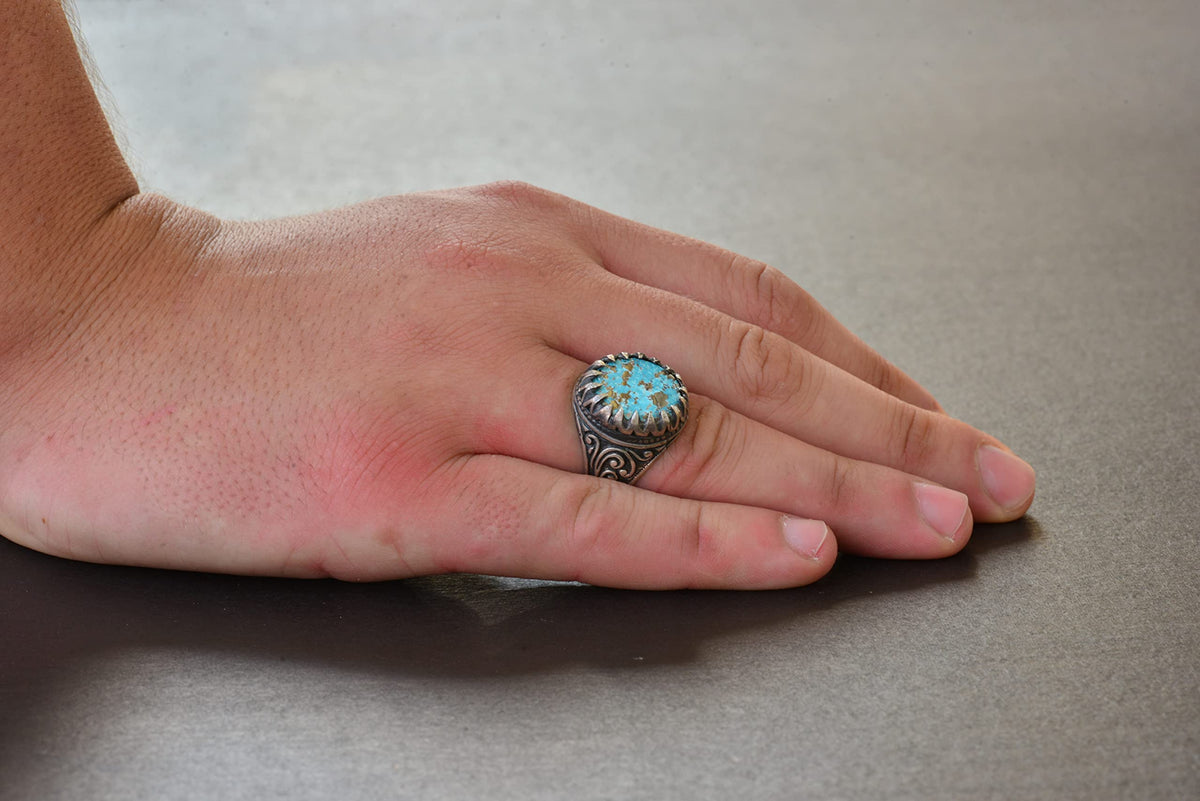 KAMBO Natural Arizona Turquoise Gemstone Ring — 5