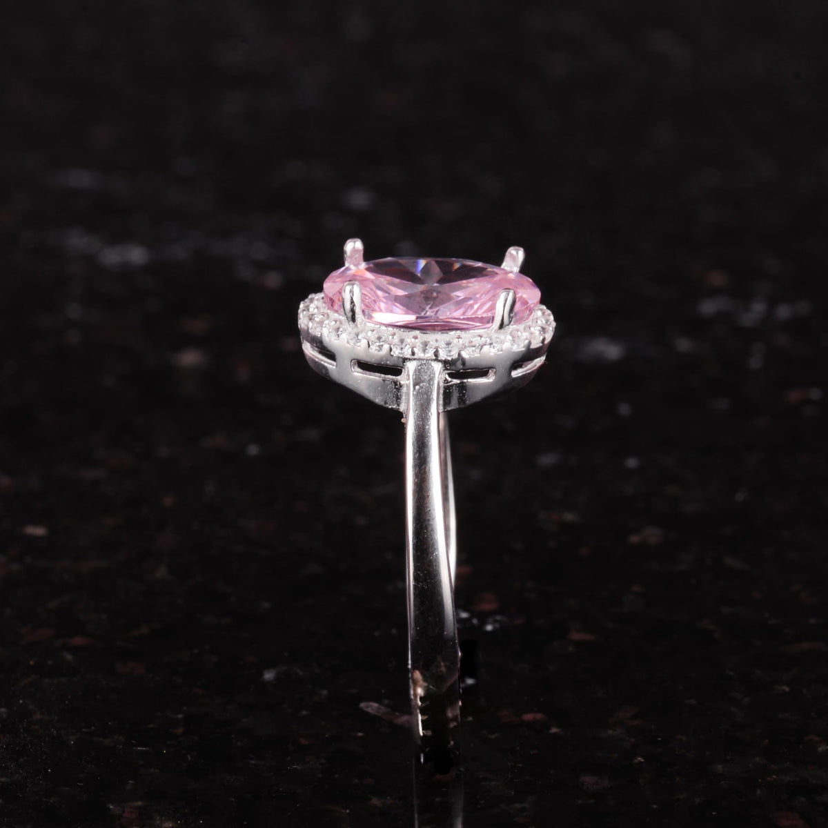 Kambo 925 Sterling Silver Women's Ring – Elegant Oval Cut Synthetic Stone Handmade Ring (Synthetic Pink Topaz) — 4