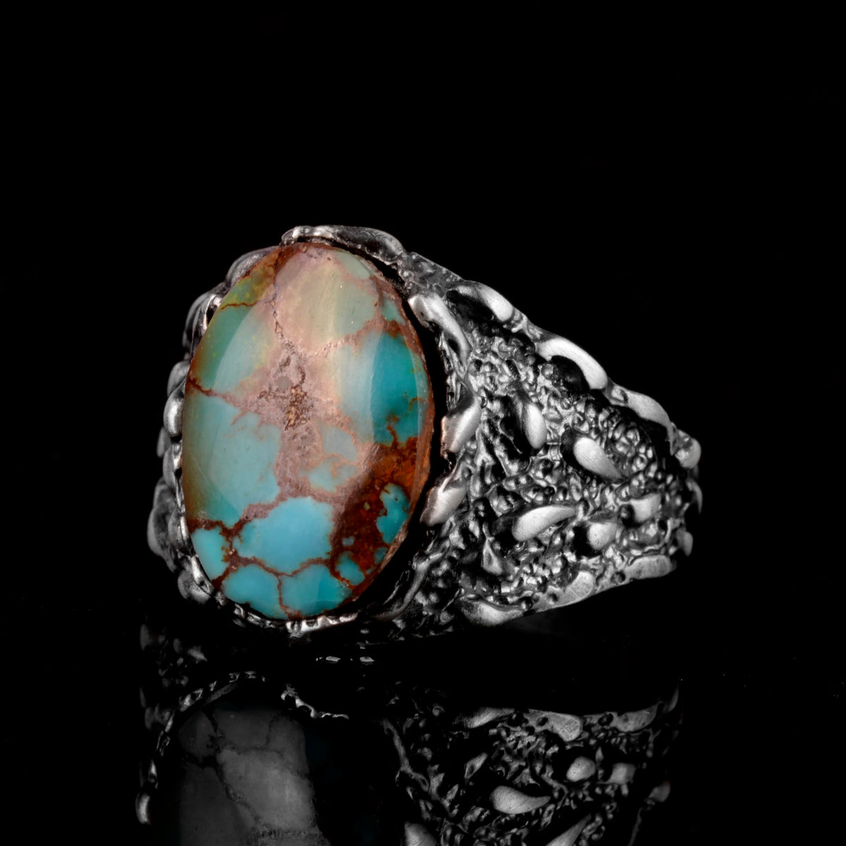 Natural Arizona Turquoise Stone Ring (Model-7) — 4