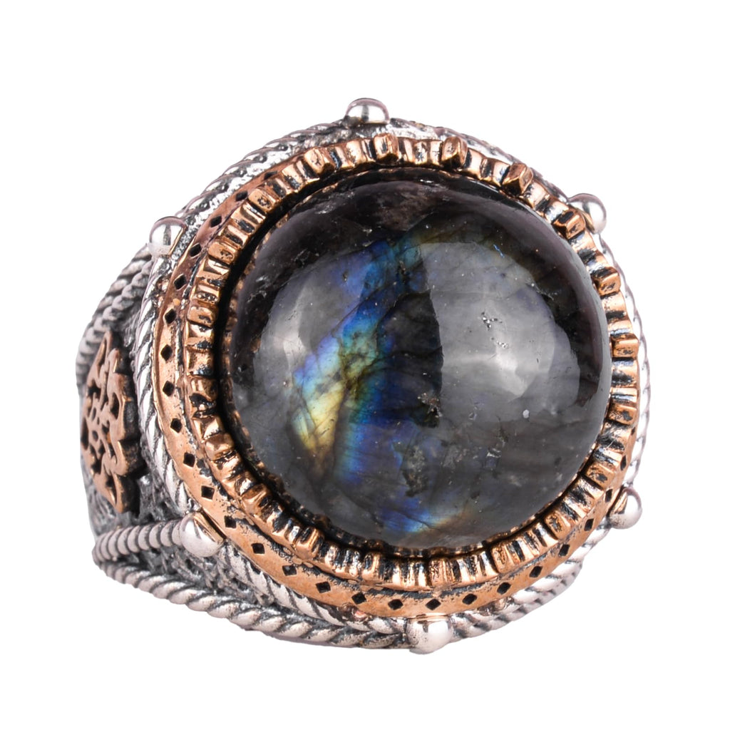 Natural Stone Handmade Ring - 925 Sterling Silver (Labradorite)