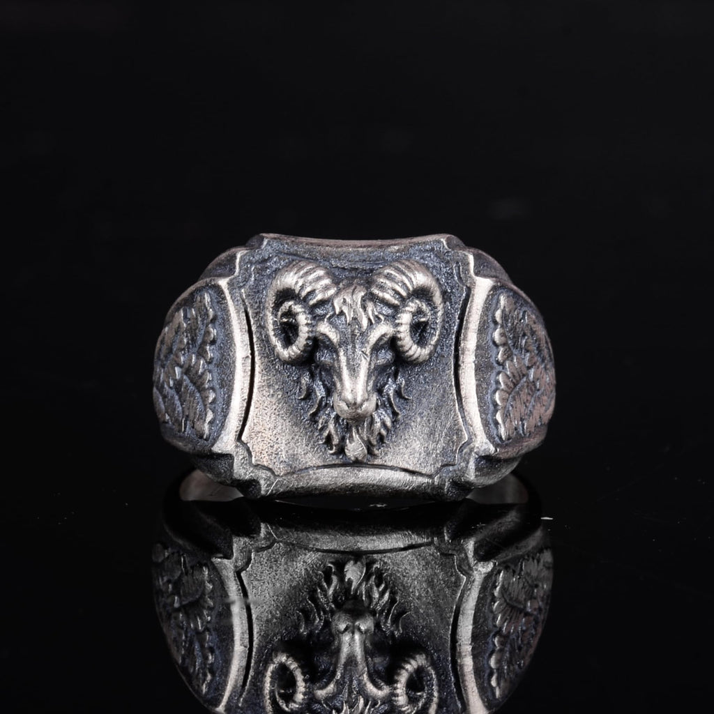 KAMBO 925 Sterling Silver Men's Ram Head Ring – Symbol of Strength, Leadership, and Aries Power – Handmade Vintage Animal Design — 4