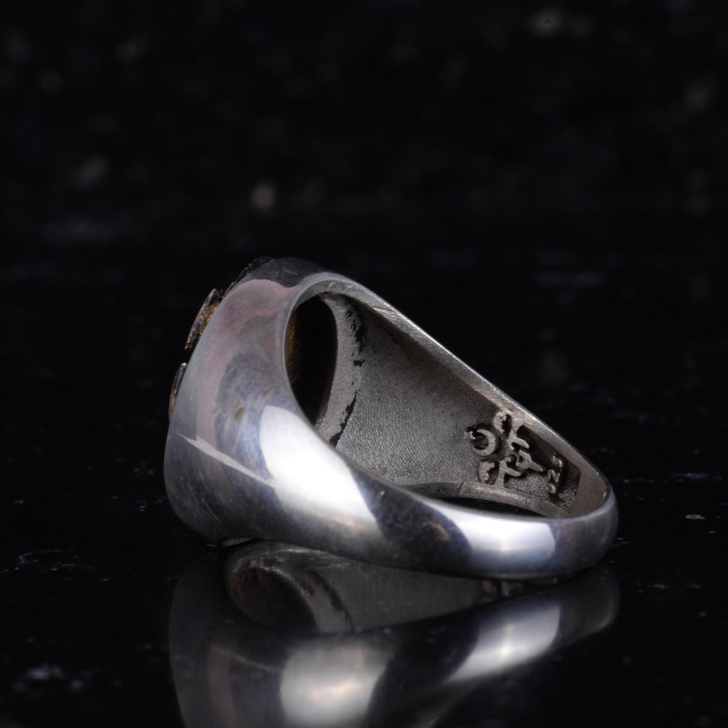 KAMBO 925 Sterling Silver Men's Ring – Handmade Minimalist Islamic Symbol Seal Ring, Inspired by Strength Statement Jewelry — 7