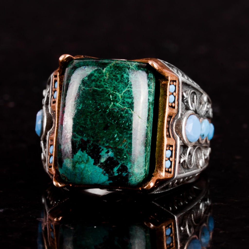 Natural Stone Ring - 925 Sterling Silver Ring (Chrysocolla) — 6