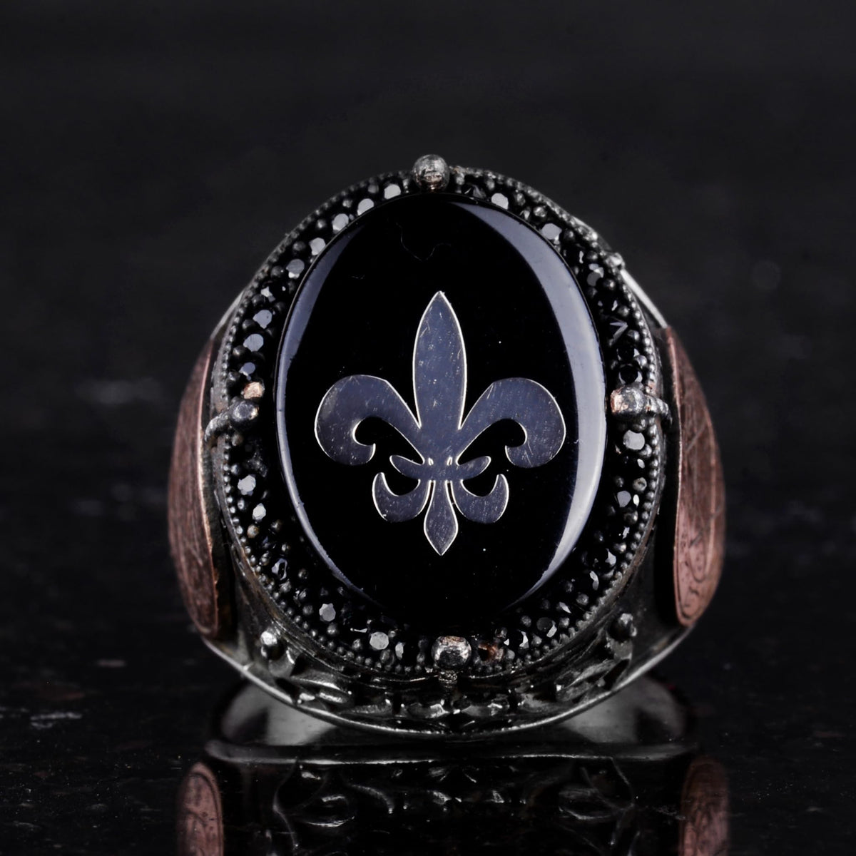Kambo Unique Patterned Ring - 925K Silver Handmade Men's Ring - Star of David Ring (Fleur-De-Lis) — 4