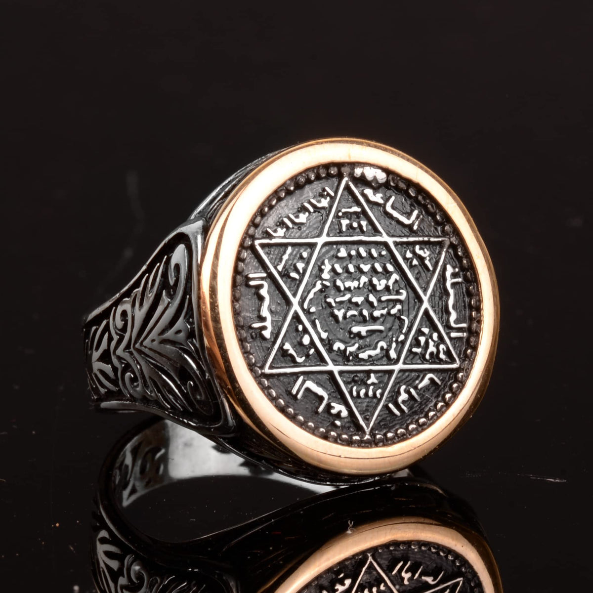 925 Sterling Silver Star of David Men's Ring (Model-2) — 3